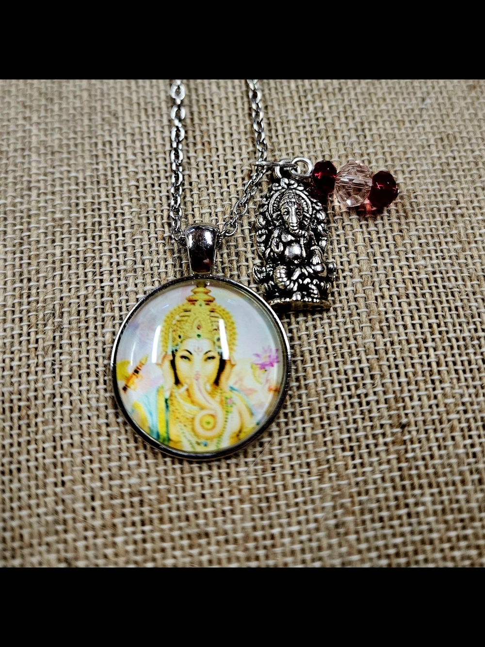 Genisha Pendant Necklace with Pink Accent Bead And Genisha Charm